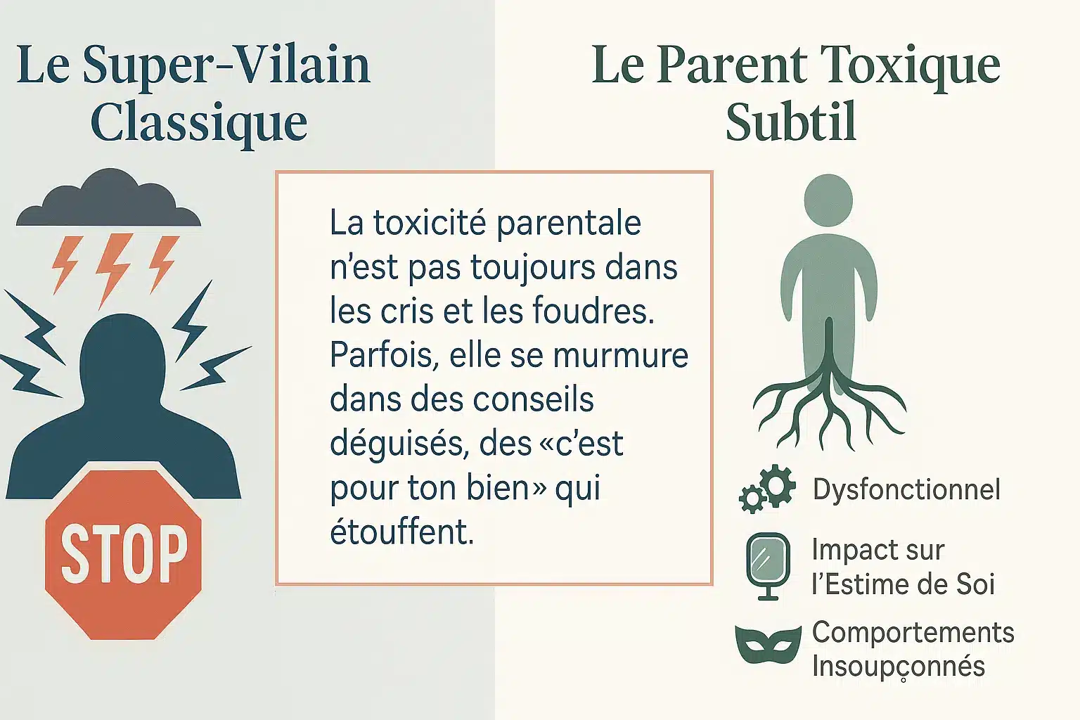 Représentation visuelle des comportements toxiques subtils chez les parents