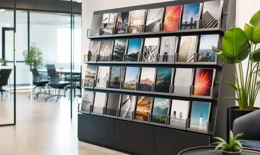 Couverture de magazine avec numéros et sujets variés professionnels