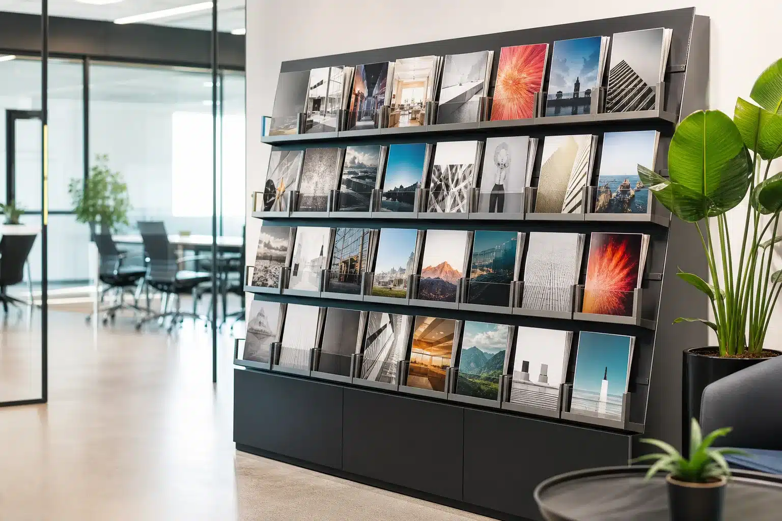 Couverture de magazine avec numéros et sujets variés professionnels