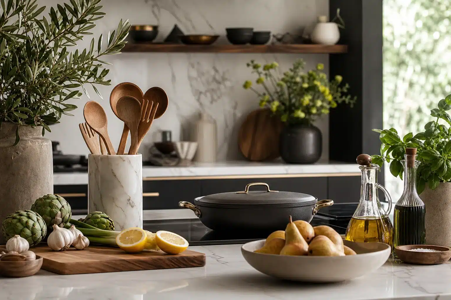 Couverture magazine cuisine art de vivre avec plats élégants et décorations