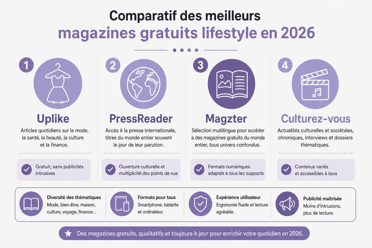 Magazine gratuit: ce qu’il faut savoir avant de le choisir , Comparatif des meilleurs magazines gratuits lifestyle en 2026