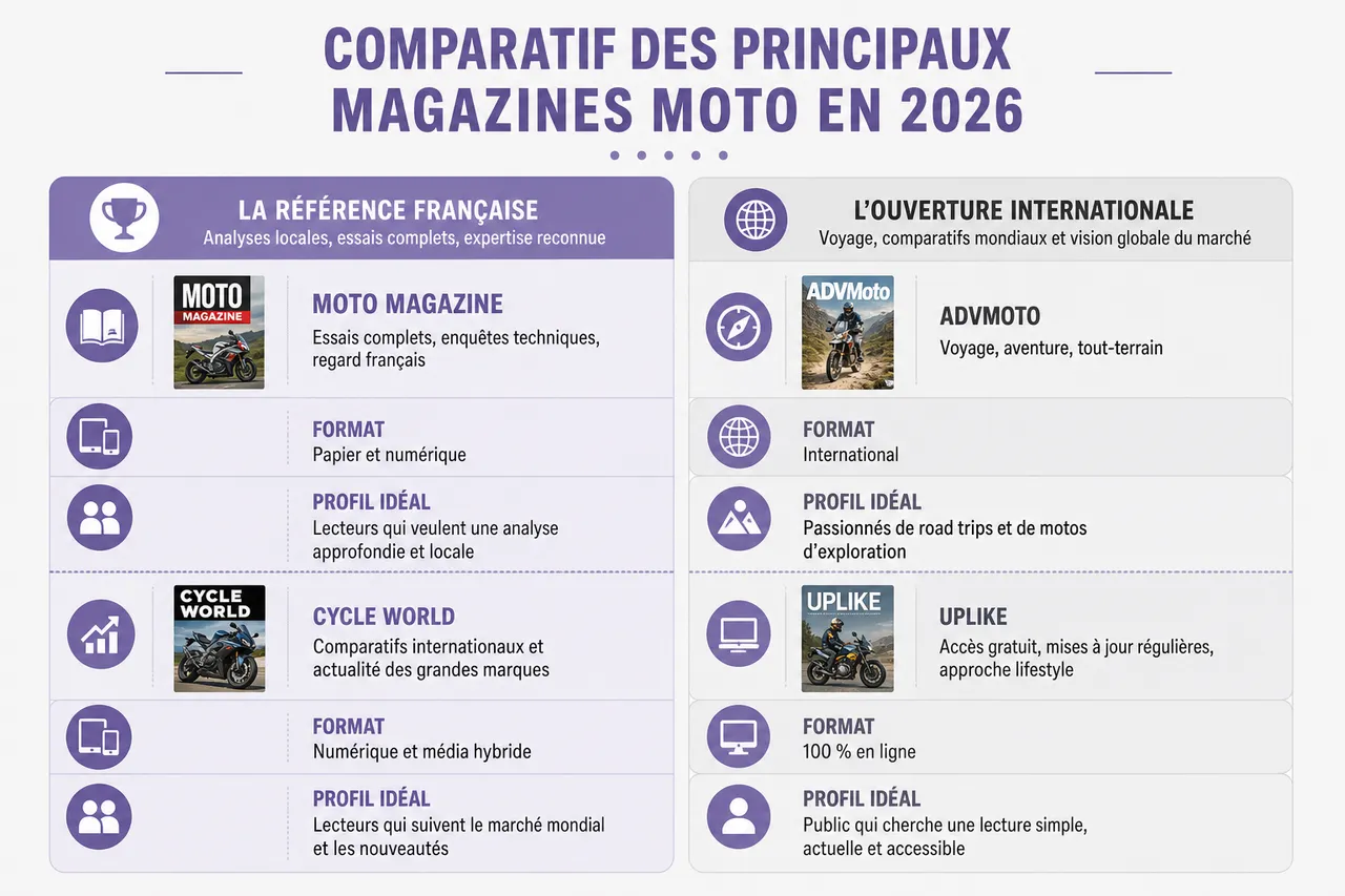 Quel magazine moto choisir pour suivre l’actualité et les essais? , Comparatif des principaux magazines moto en 2026
