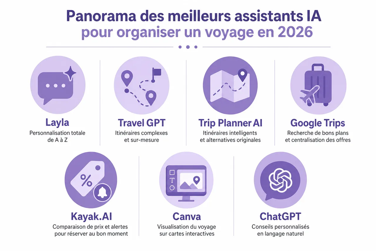 Comment un assistant IA peut transformer la planification de vos vacances? , Panorama des meilleurs assistants IA pour organiser un voyage en 2026