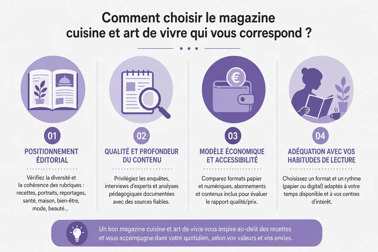 Comment choisir un magazine cuisine et art de vivre quand on veut plus que des recettes rapides? , Comment choisir le magazine cuisine et art de vivre qui vous correspond?