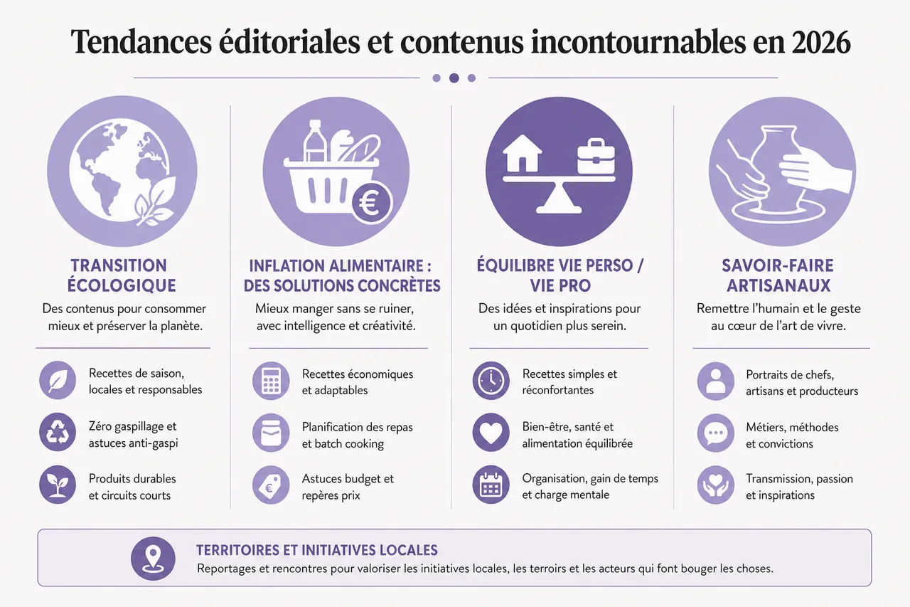 Comment choisir un magazine cuisine et art de vivre quand on veut plus que des recettes rapides? , Tendances éditoriales et contenus incontournables en 2026