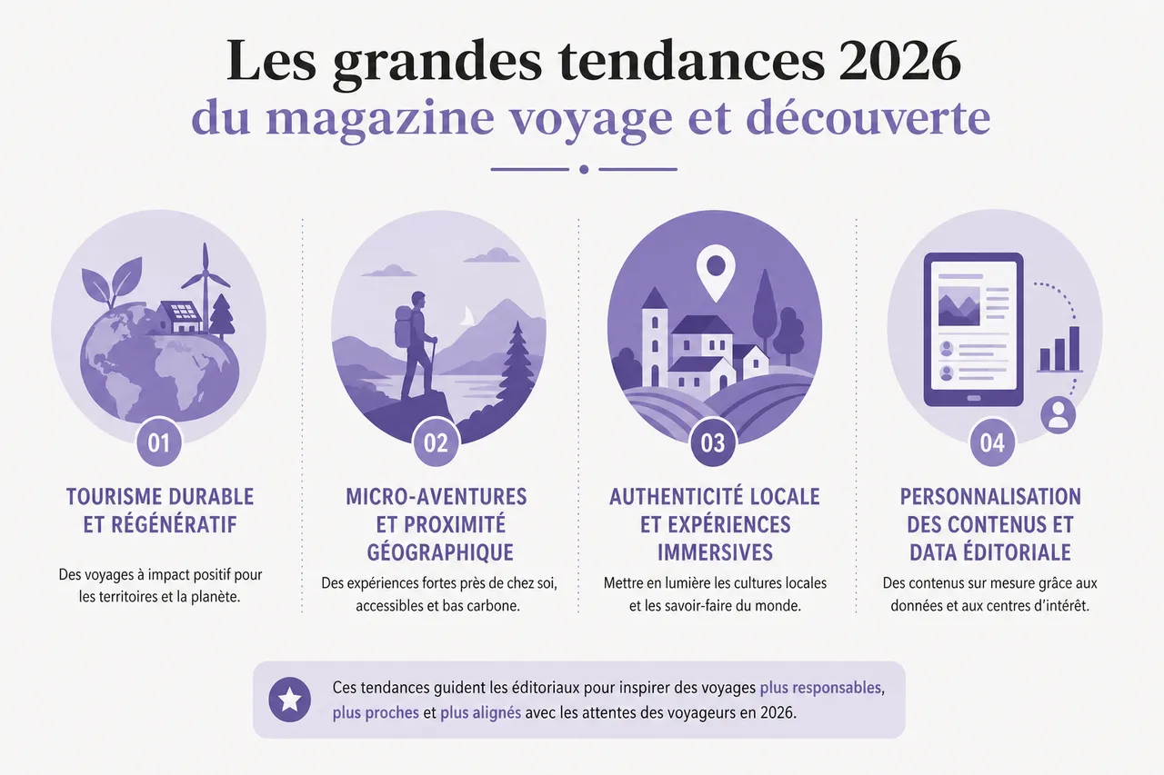 Magazine voyage et découverte pour préparer un séjour sans suivre les mêmes itinéraires que tout le monde , Les grandes tendances 2026 du magazine voyage et découverte