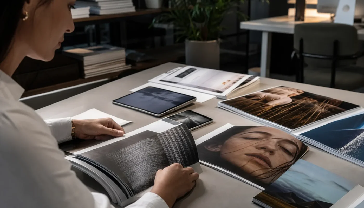 Magazine professionnel avec loupe et critères de sélection