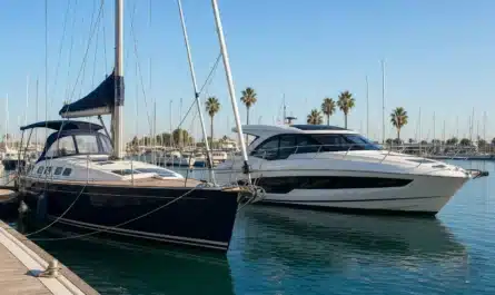Bateau d'occasion moderne sur un port en 2026