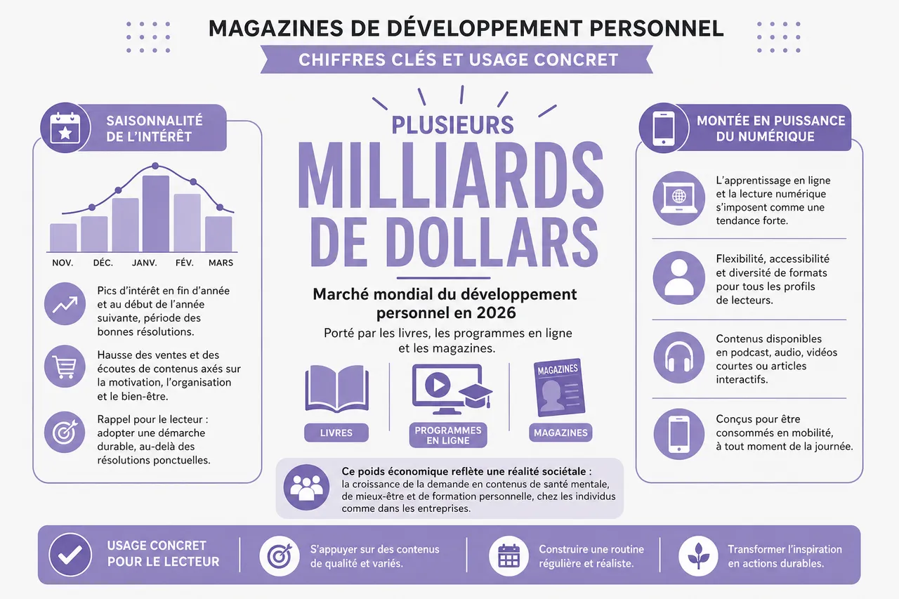 Magazine développement personnel pour faire le tri entre vraies pistes et promesses trop faciles , Chiffres clés et usage concret des magazines de développement personnel