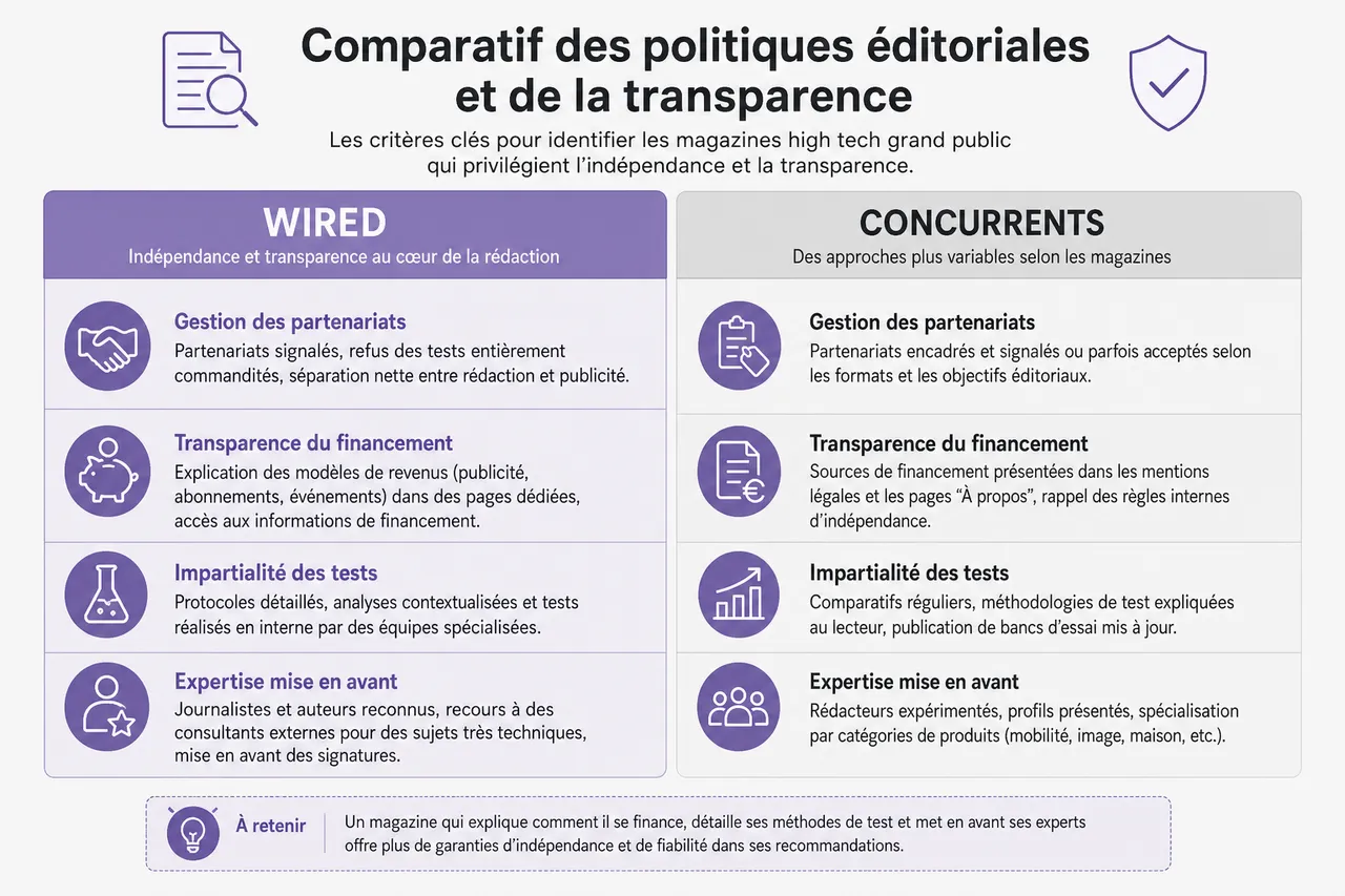Magazine high-tech grand public, comment repérer ceux qui testent vraiment les produits , Comparatif des politiques éditoriales et de la transparence